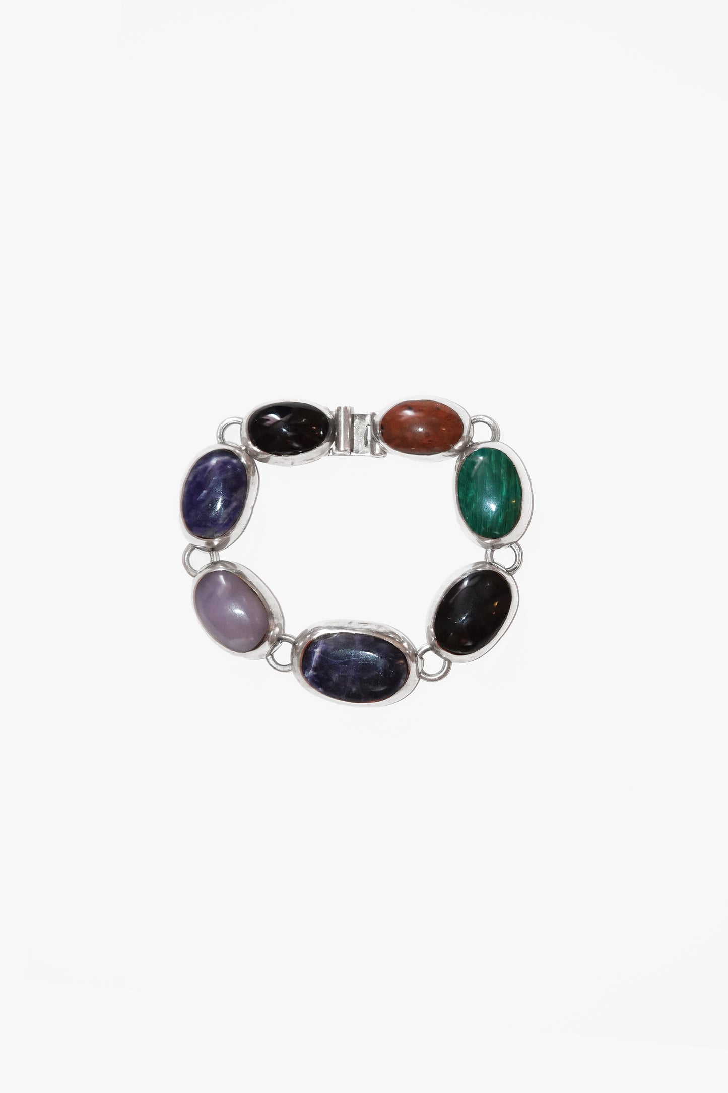 OVAL STONE BRACELET (STERLING SILVER) (#002)