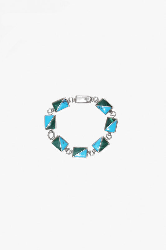 DIAGONAL STONE BRACELET (STERLING SILVER) (#001)