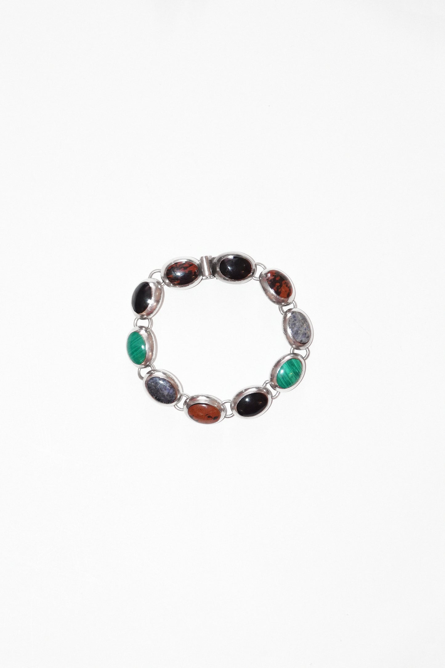 OVAL STONE BRACELET (STERLING SILVER) (#001)