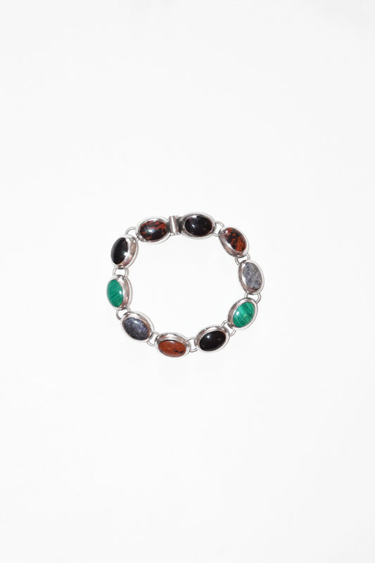 OVAL STONE BRACELET (STERLING SILVER) (#001)