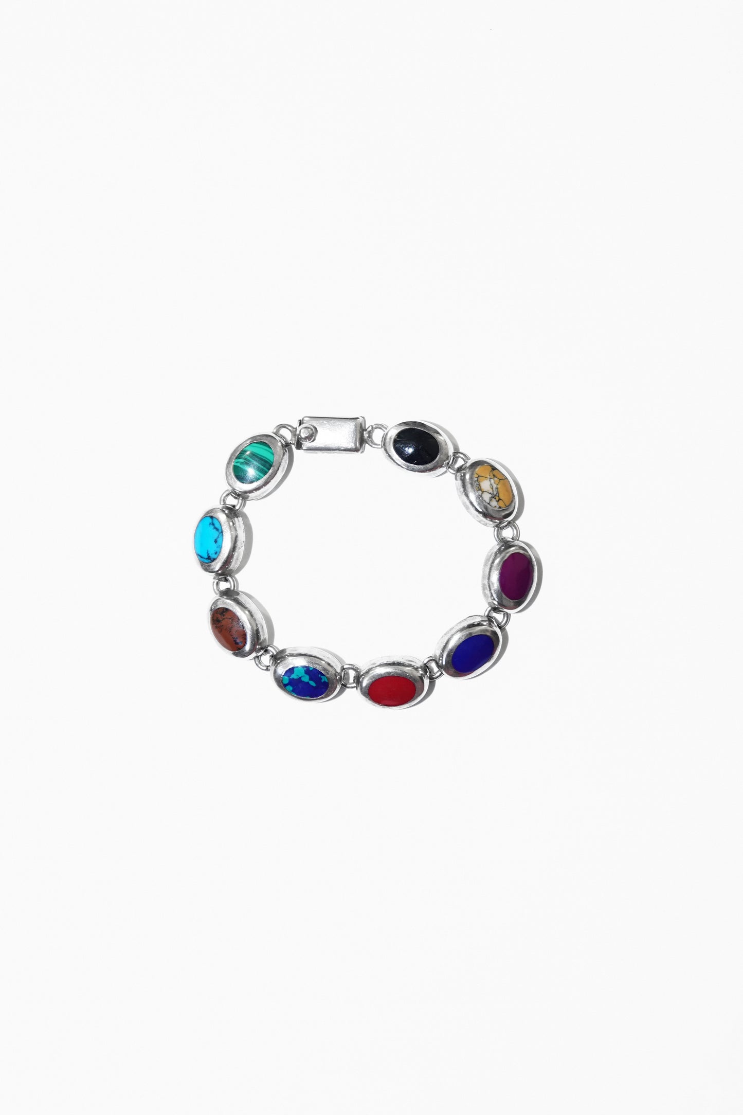 OVAL STONE BRACELET (STERLING SILVER) (#003)
