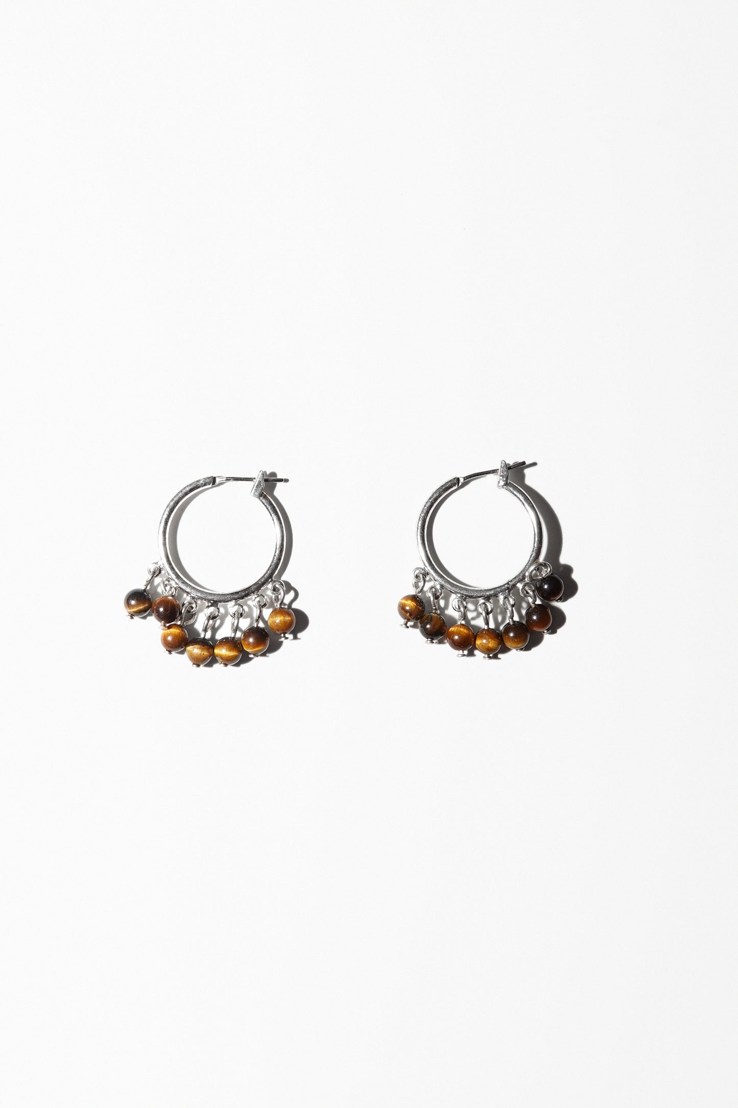 TIGER'S EYE CLUSTER EARRINGS (STERLING SILVER)