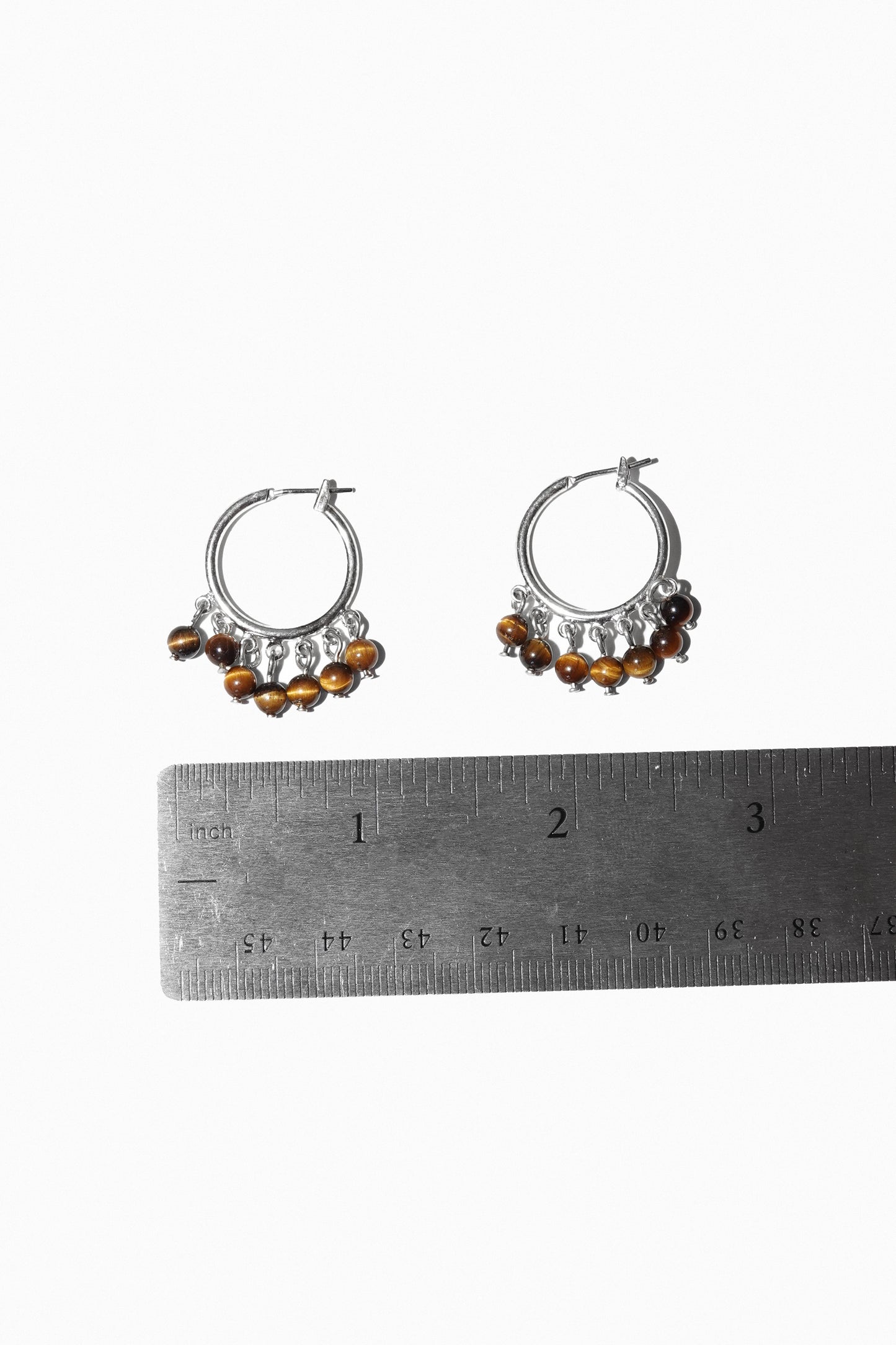 TIGER'S EYE CLUSTER EARRINGS (STERLING SILVER)