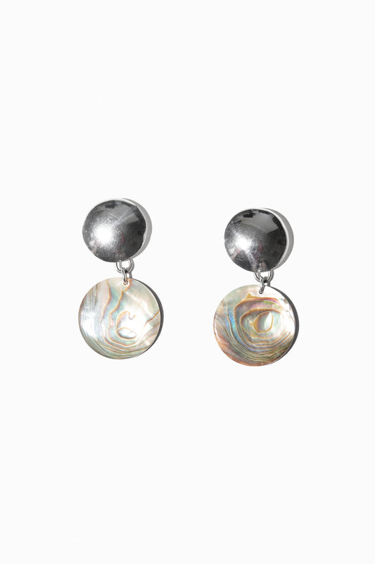 CIRCLE ABALONE EARRINGS (STERLING SILVER)