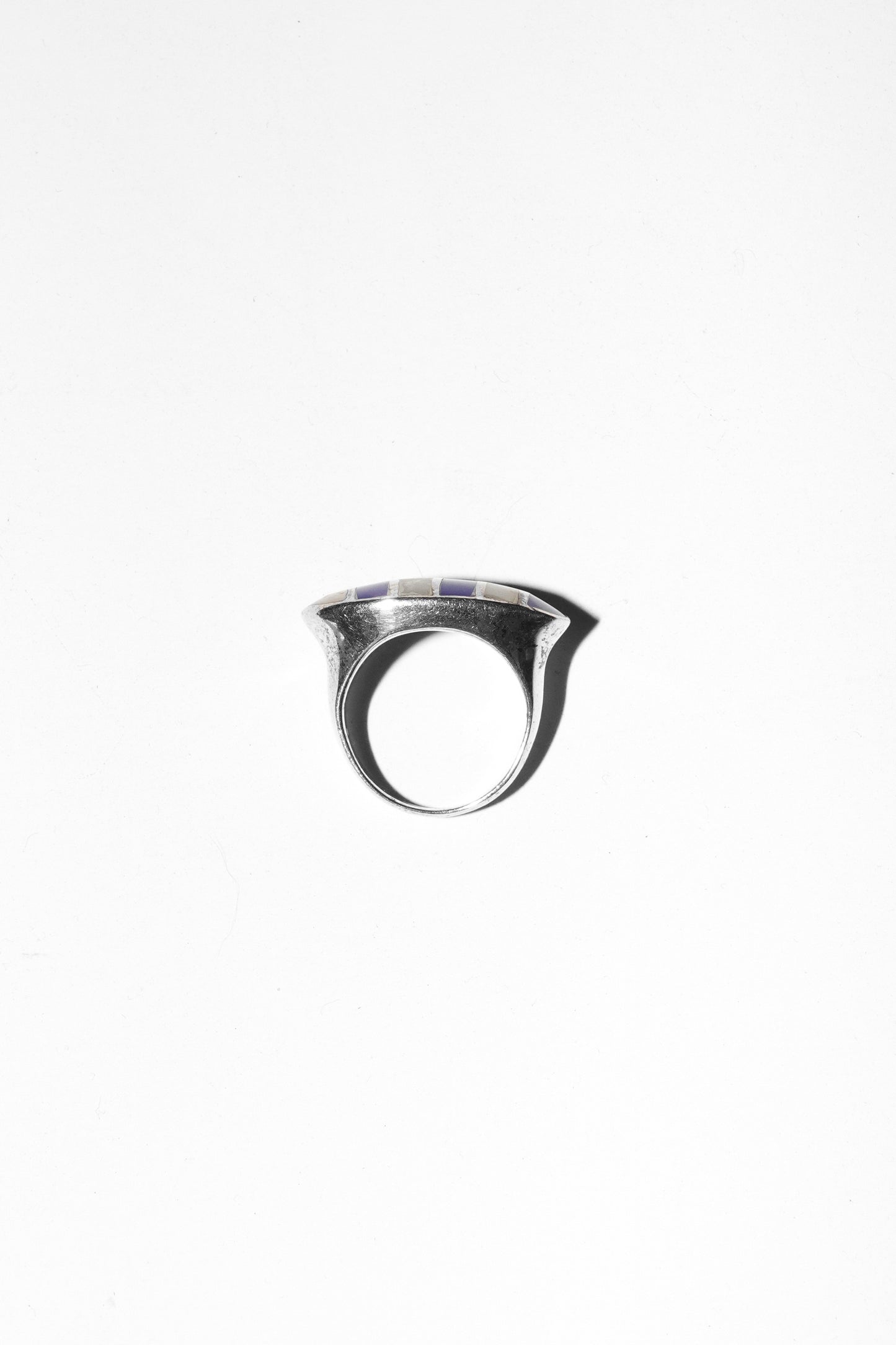 STRIPES LAPIS & MOTHER OF PEARL RING (STERLING SILVER)