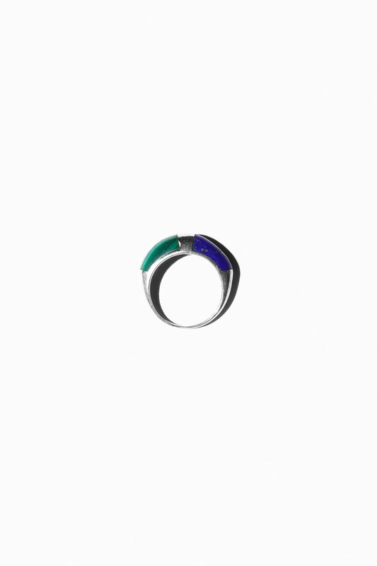 DUO LAPIS & MALACHITE RING (STERLING SILVER)