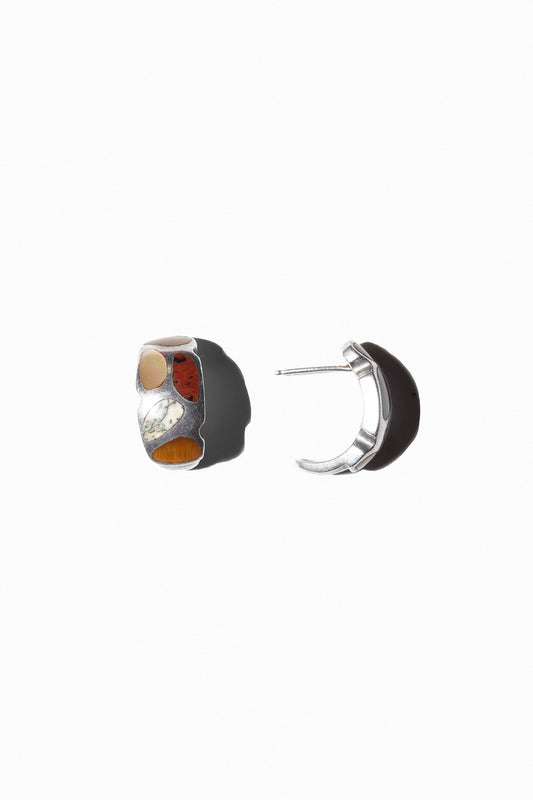 UMBER INLAY EARRINGS (STERLING SILVER)