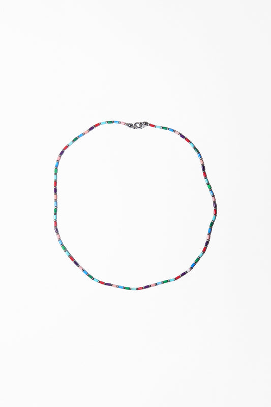MULTI COLOR BEADED NECKLACE (STERLING SILVER)