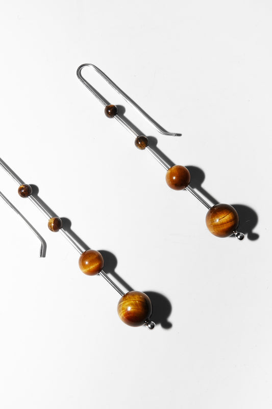 LARGE IDOLE EARRINGS (TIGER'S EYE)