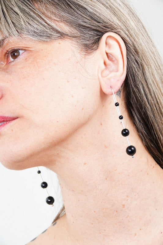 Maslo Large Idole Earrings in Black Onyx