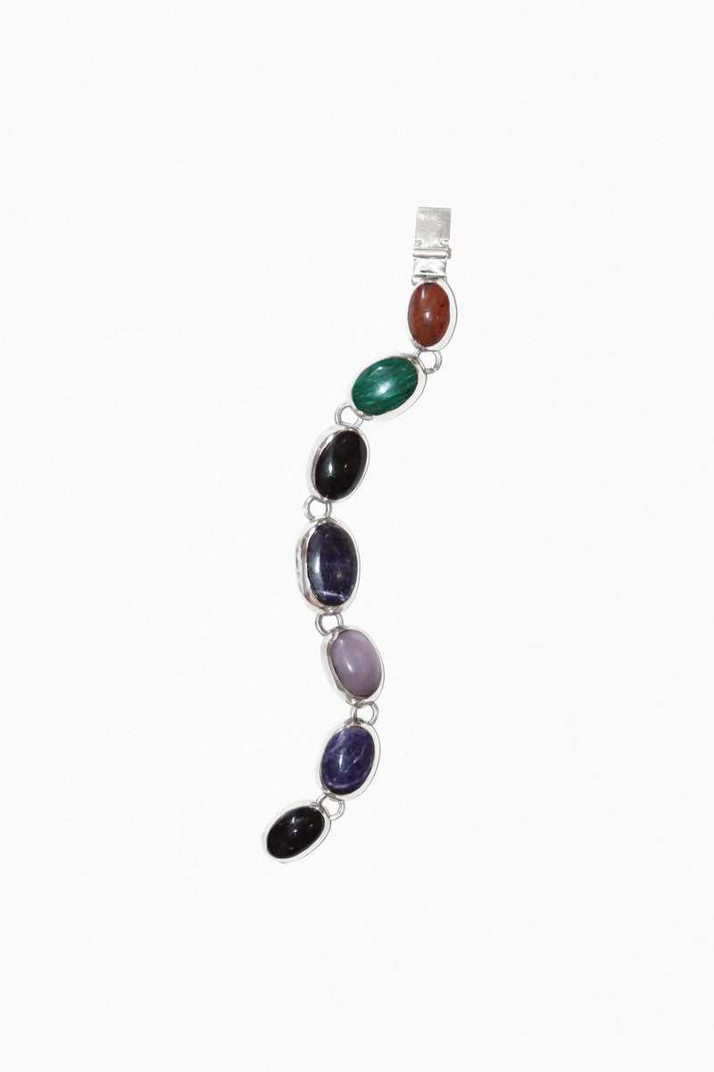 OVAL STONE BRACELET (STERLING SILVER) (#002)