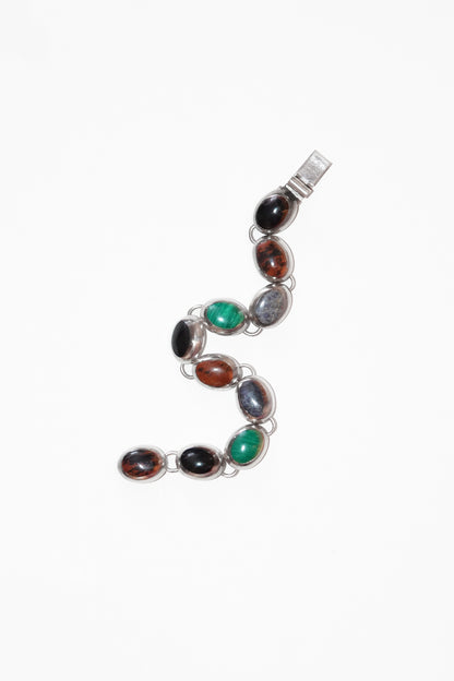 OVAL STONE BRACELET (STERLING SILVER) (#001)