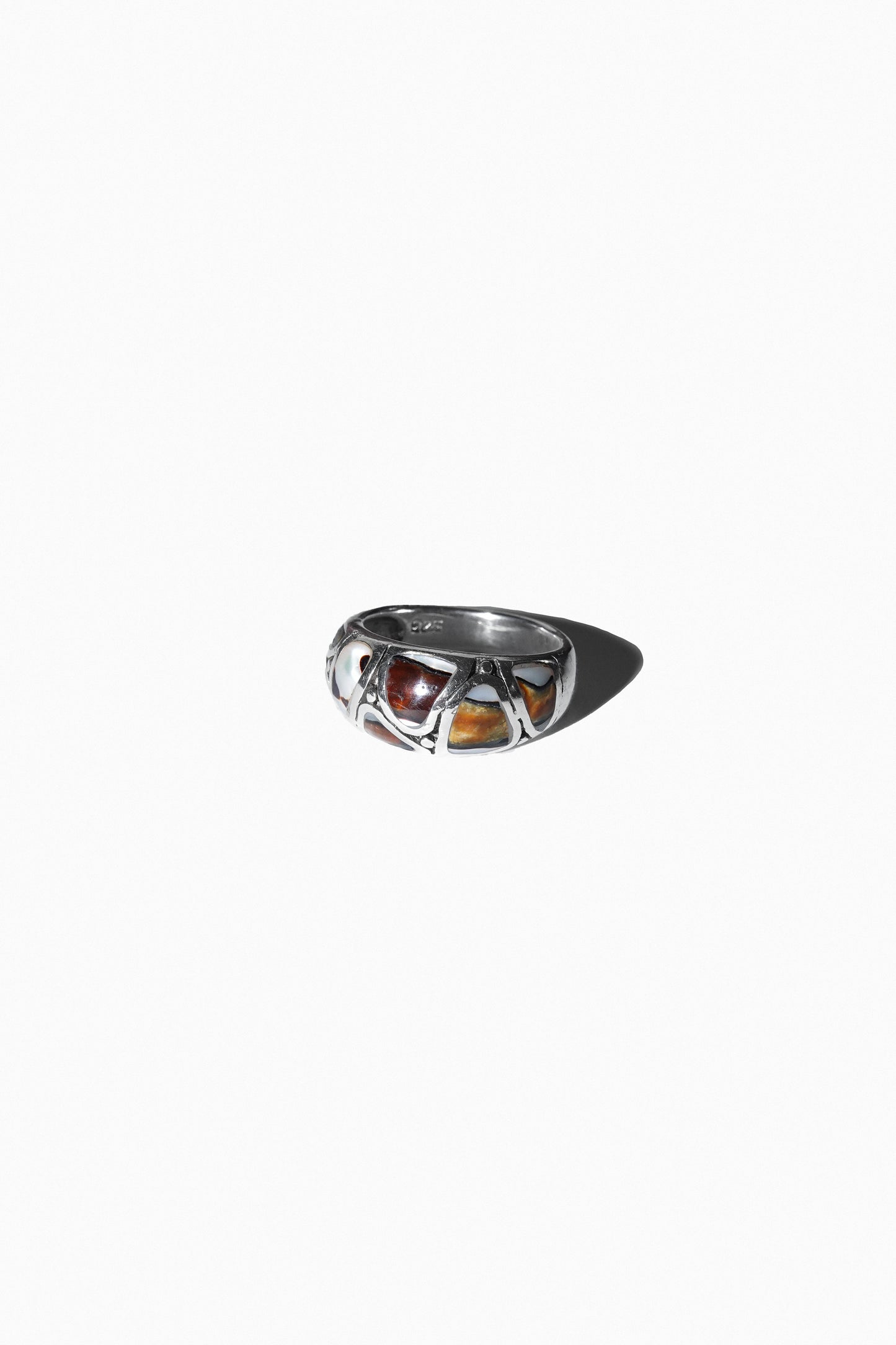 STRATA SHELL INLAY RING (STERLING SILVER)