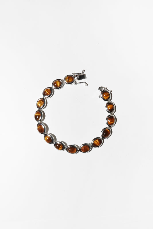 SMALL OVAL STONE BRACELET (TIGER'S EYE)