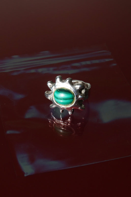 Malachite Sun Ring (Sterling Silver)