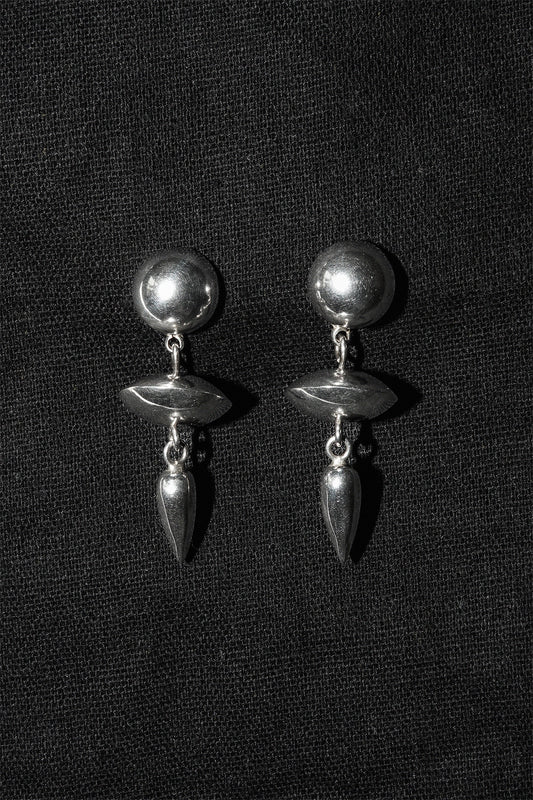 Vintage sterling silver trio disc and spike earrings
