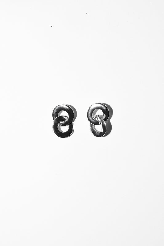 Sterling silver interlocking ring earrings by Maslo. Approx. 3/4" in length