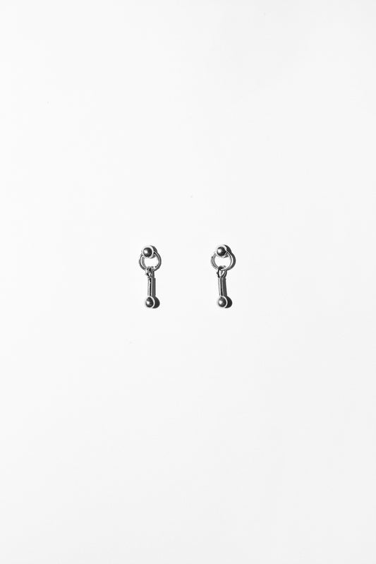 Small sterling silver stud earrings with subtle movement by Maslo. Approx. 1/2" in length