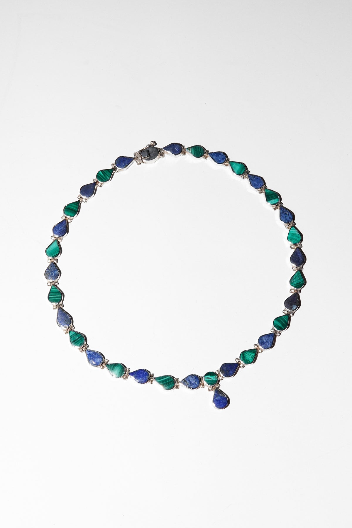Lapis / Malachite Teardrop Collar (Sterling Silver)