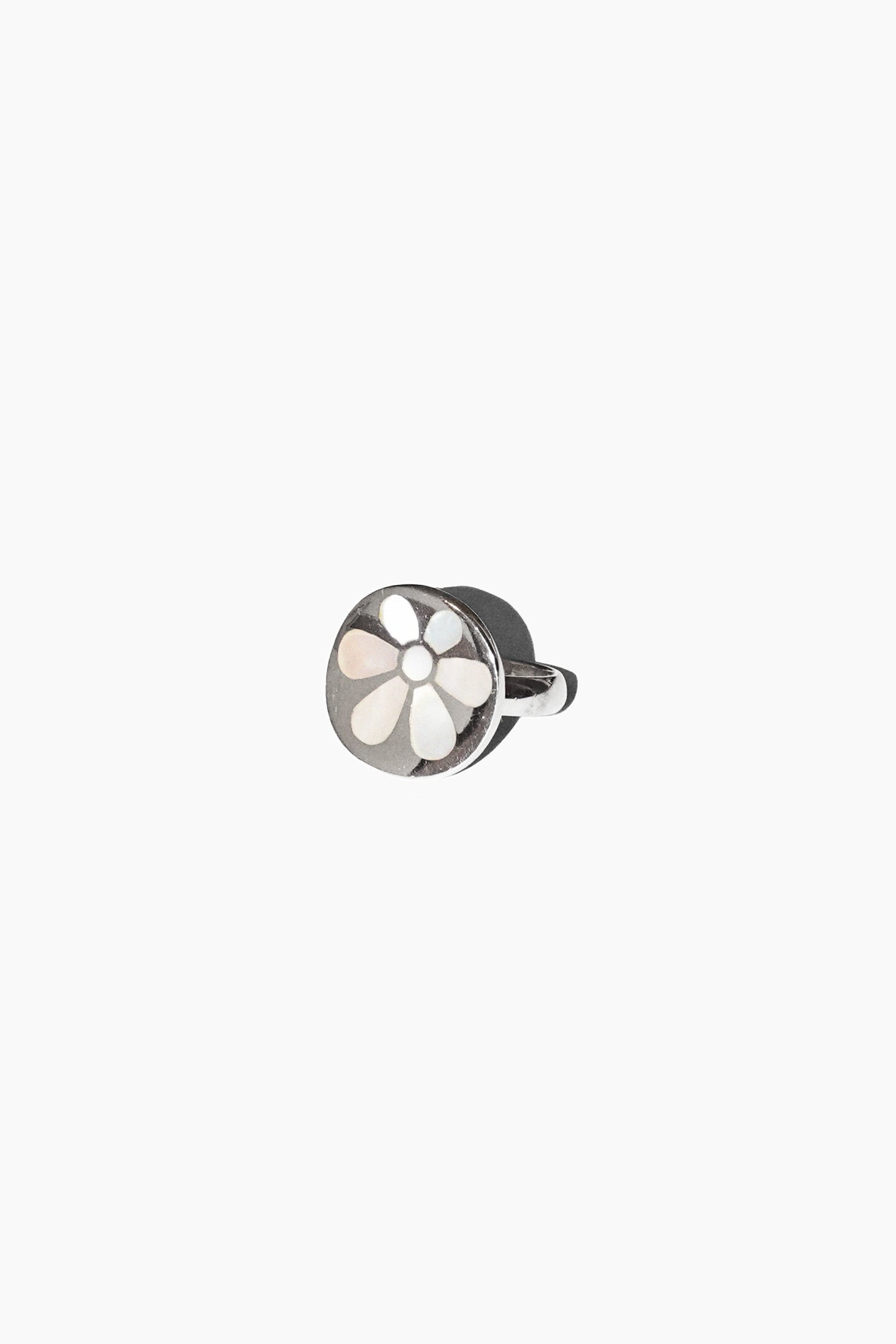 FLOWER MOTHER OF PEARL INLAY RING (STERLING SILVER)