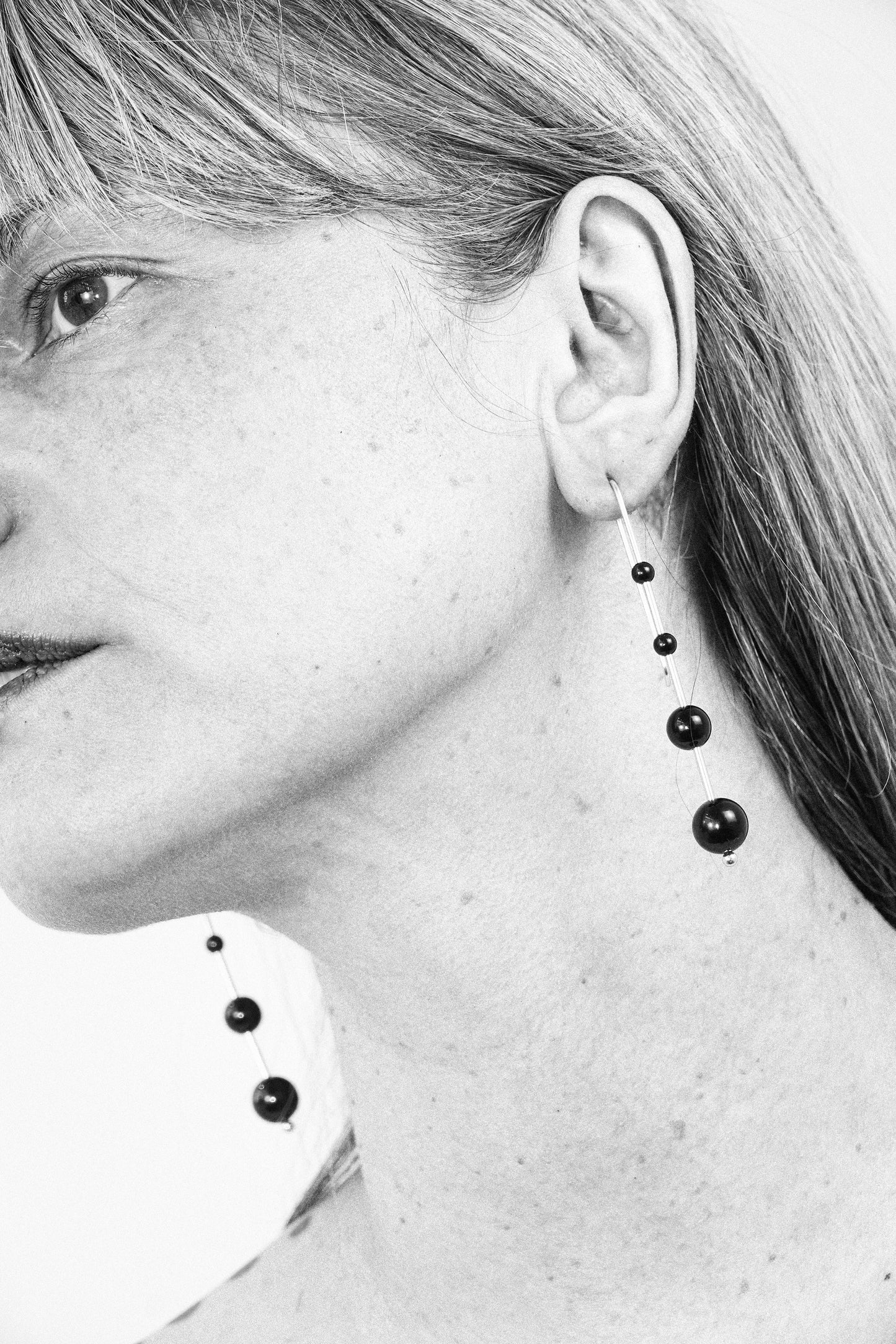 Maslo Large Idole Earrings in Black Onyx