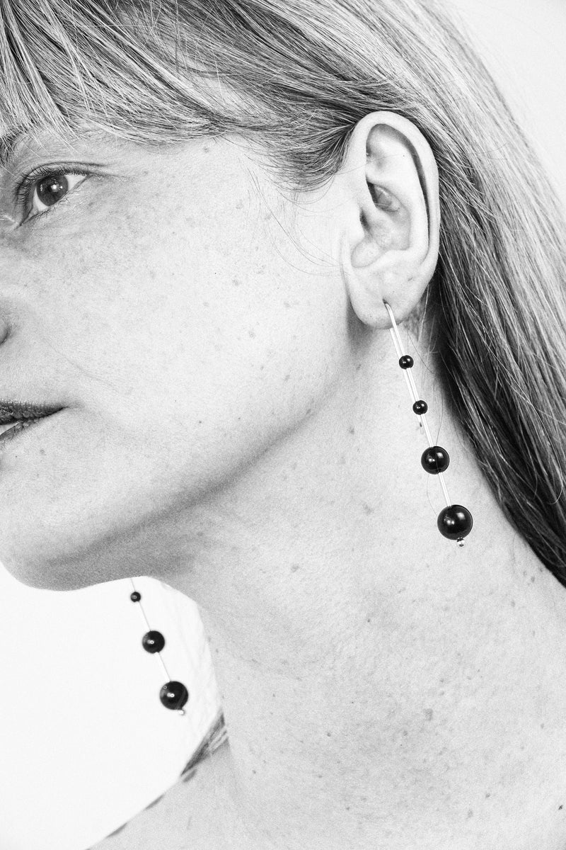 Maslo Large Idole Earrings in Black Onyx